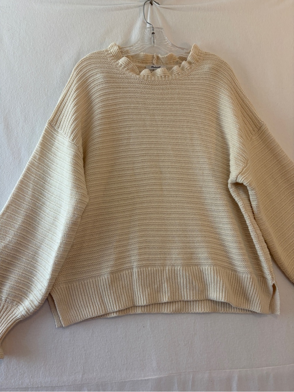 Madewell Ruffle Neck Pullover Natural Fiber Sweater XXL